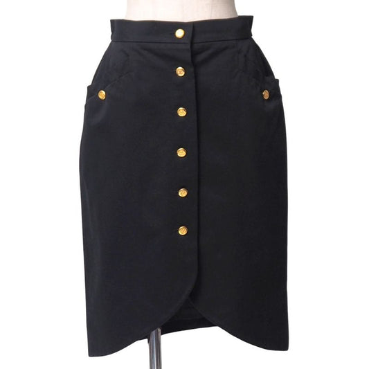 Chanel Vintage Skirt Size 40 CC Button Coco Button Gold Button Knee Length