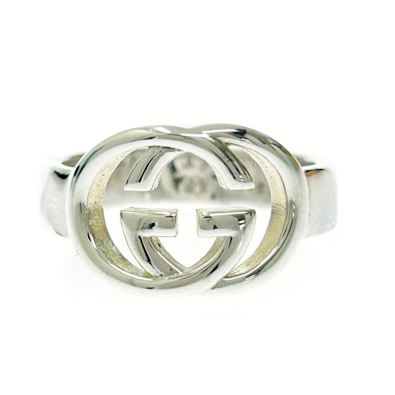 Gucci Silver Interlocking G Ring 6.1g 925 Engraved 376335 Ring