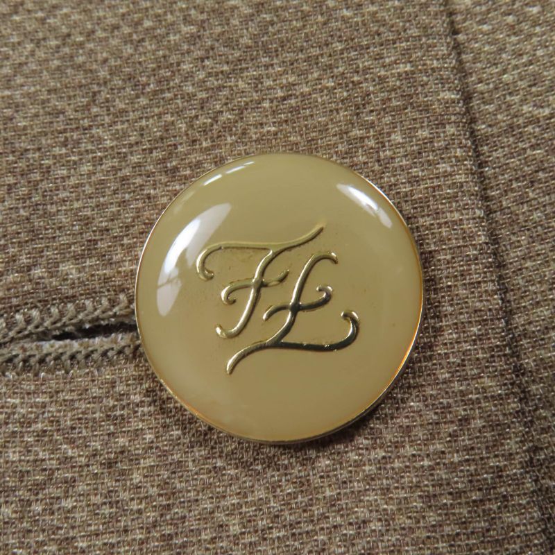 Fendi Fq7097 Wool Silk Leather Use FF Calligraphy Button Trapezoid Skirt Mini