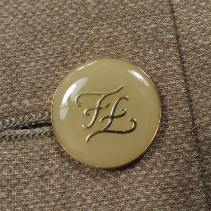 Fendi Fq7097 Wool Silk Leather Use FF Calligraphy Button Trapezoid Skirt Mini