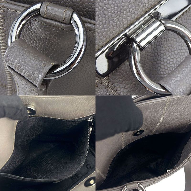 Chanel Tote Bag Chocobar 9th Soft Caviarskinleather Greyish Silver Hardware