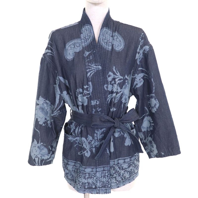 Christian DIOR 122v28a3389 100% Cotton BEE Embroidery Kimono-style Half-sleeved