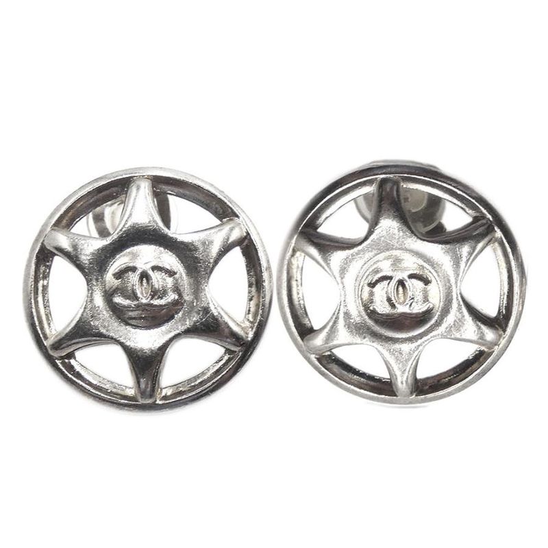 Chanel Wheel Star Coco Mark GP Silver Earrings And Earrings