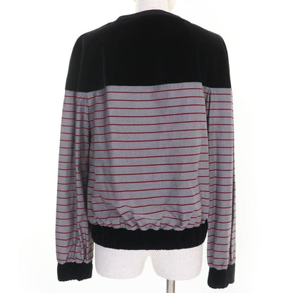 CHANEL 22AW P73405v64996 Coco Mark Striped Velvet Paneled Top Black 36 Made In