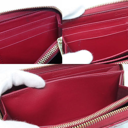 Dior Canage Round Zipper Long Wallet Lady Red Gold Hardware Charm