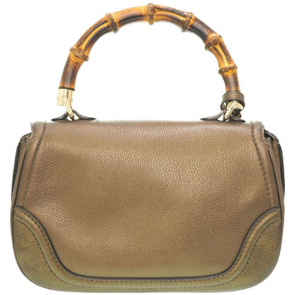 Gucci New Bamboo Shoulder Handbag 254884 Leather With Gold Strap 0020gucci