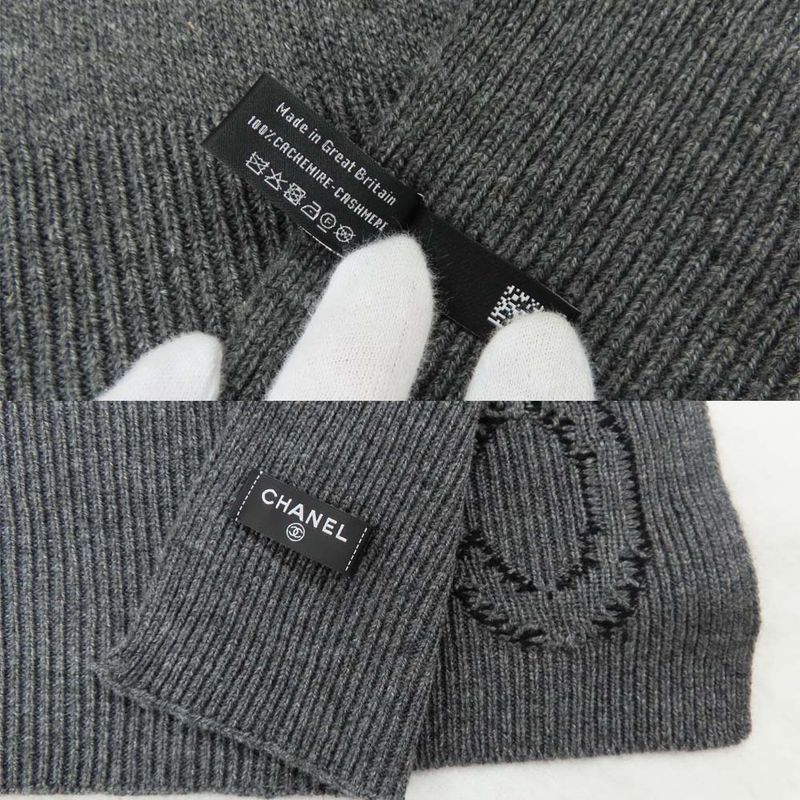 Chanel Shawl Aaa623 Gray-×black 2025 Cruises Cashmere Logo Simple