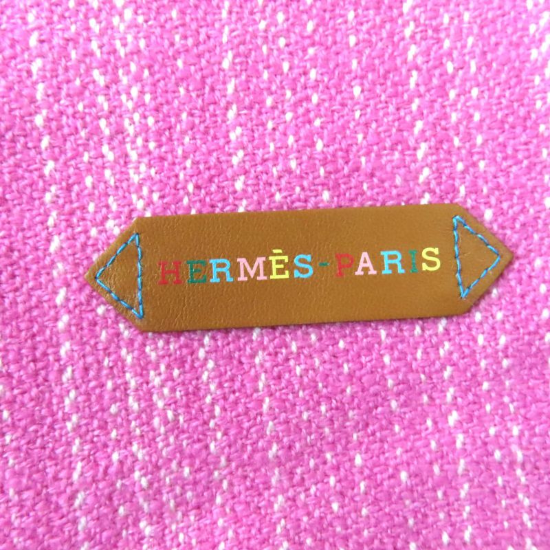 Hermes Jeu De Tissage Jeu De Tissage 100% Cashmere Leather Checked Scarf With