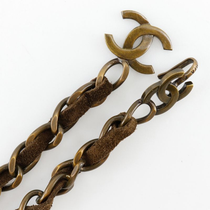Chanel Chain Belt Vintage Finish Coco Mark A07928y02269 Gold Plated And Suede