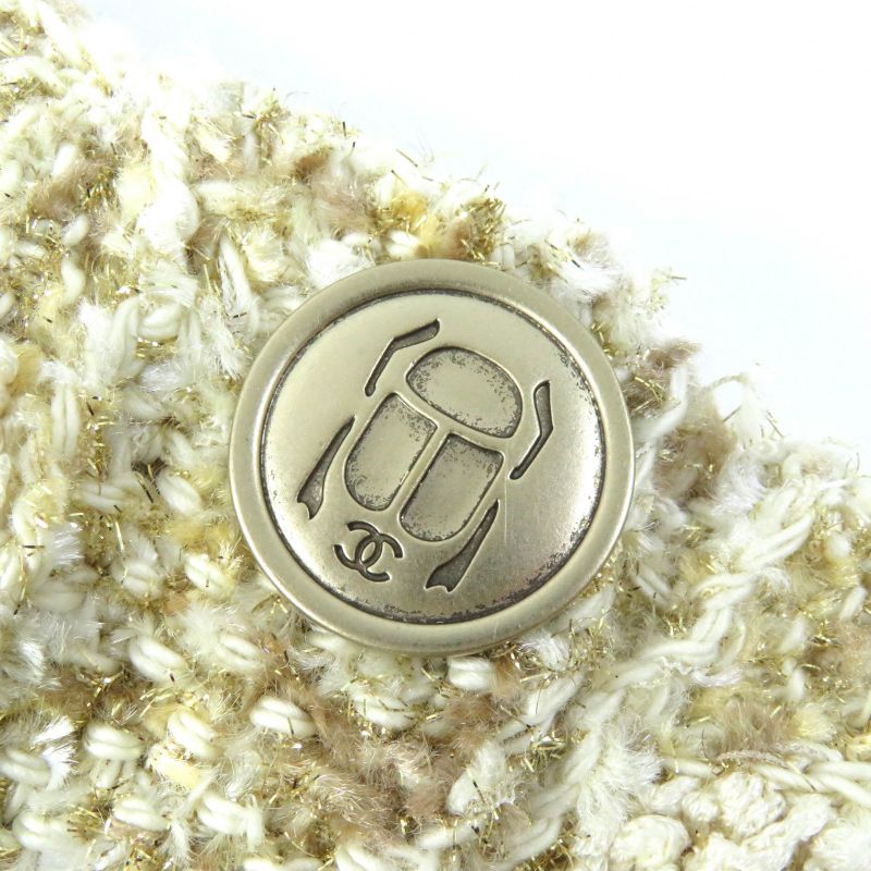 CHANEL P61623k47214 Silk Blend Coco Mark Button Lamé Yarn Sleeveless Knit Dress