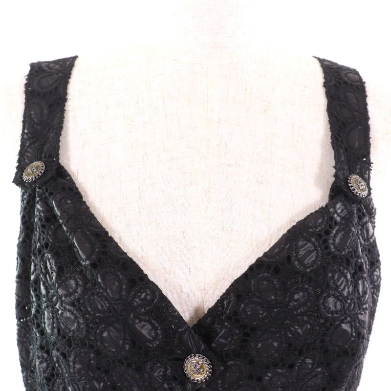 CHANEL 08A P33424 Little Black Dress With Crown Coco Buttons Coco Mark Embroider