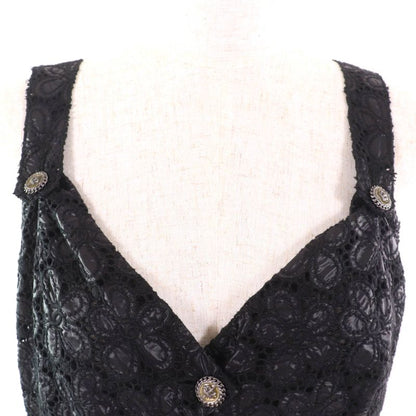 CHANEL 08A P33424 Little Black Dress With Crown Coco Buttons Coco Mark Embroider