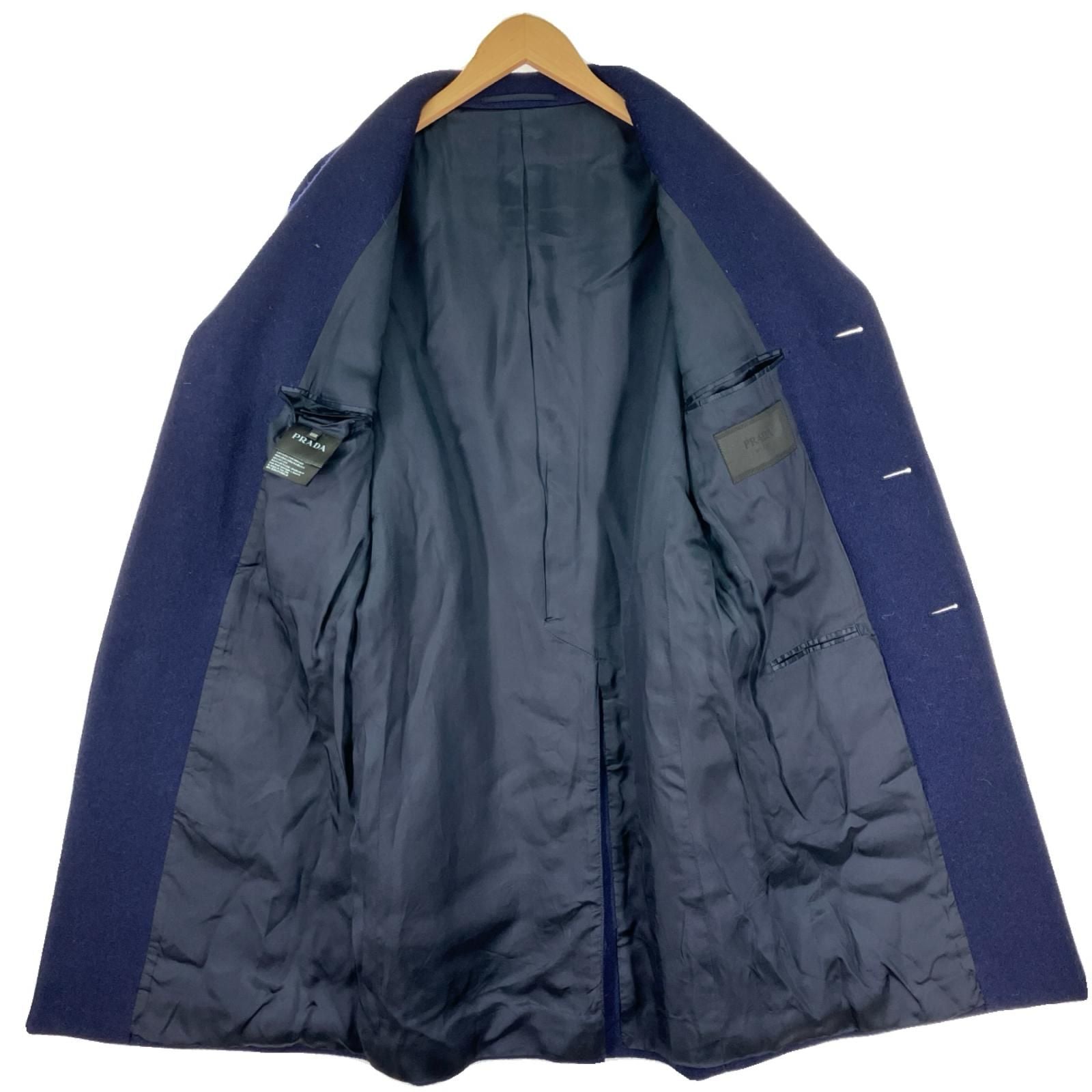Prada Wool Chester Coat Rn98339/ca34767 Navy
