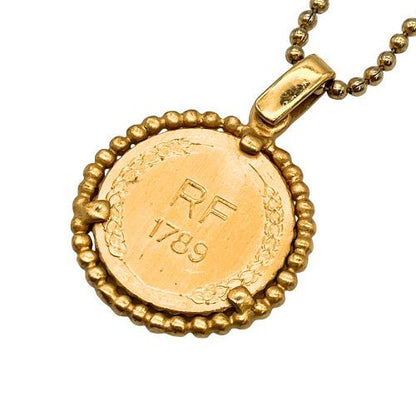 Christian DIOR Necklace Gold Plated Ball Chain Gold Plated Ball Chain Coin