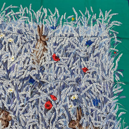 Hermes Carre 90 Lapins DANS UN Champ DE Wheat Field And Rabbit Blue And