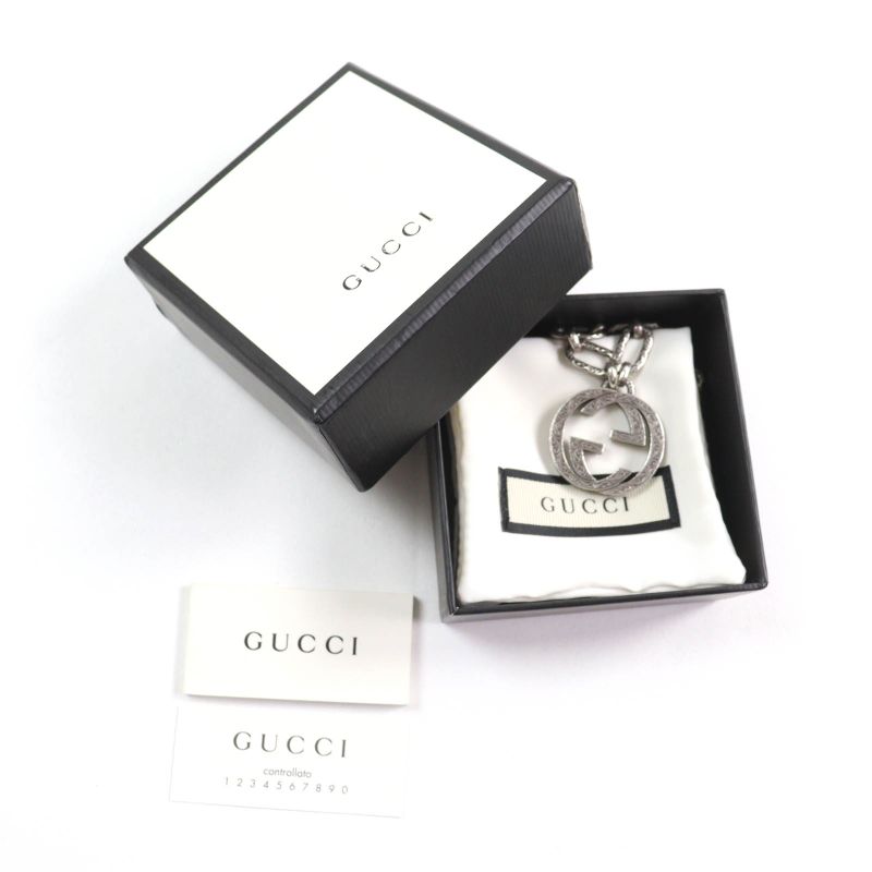 Gucci 524890 Interlocking G Arabesque Long Chain Necklace Ag925 Silver With Box