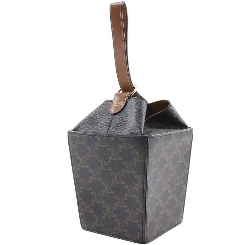 Celine Strap Box Triomphe 197142bzj PVC Black/brown Ladies Handbag