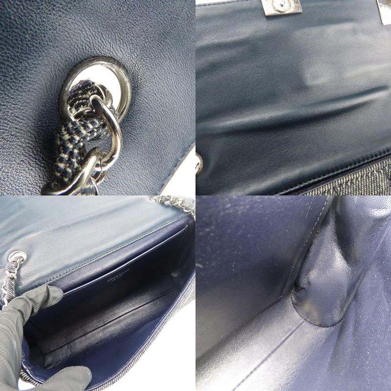 Chanel Shoulder Bag Chocobar A17567 Denim Navy Silver Hardware Coco Mark 7th