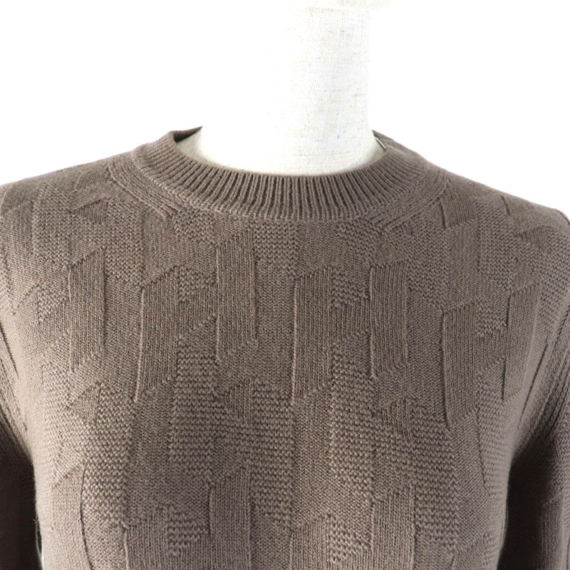Hermes 23AW 3h2617d4 100% Wool H Motif Crewneck Long Sleeve Jacquard Knit Brown