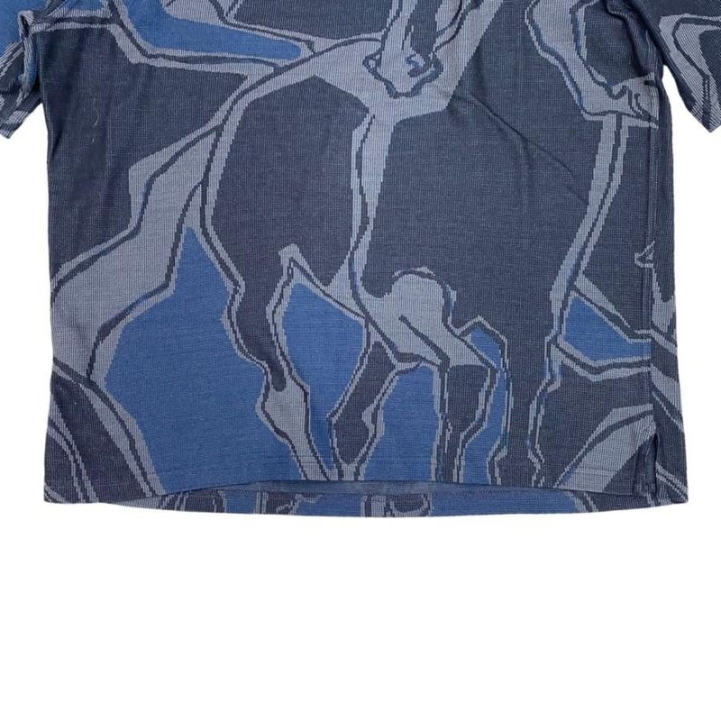 Hermes Short Sleeve T Shirt Horse Pattern Deer Pattern S Size Cotton Navy 22ss