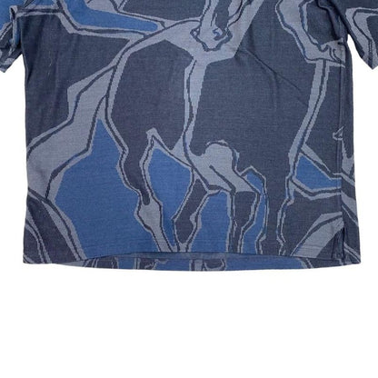 Hermes Short Sleeve T Shirt Horse Pattern Deer Pattern S Size Cotton Navy 22ss
