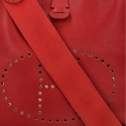 Hermes Evelyn GM Taurillon Clemence Women's Handbag Rouge Vif Excellent