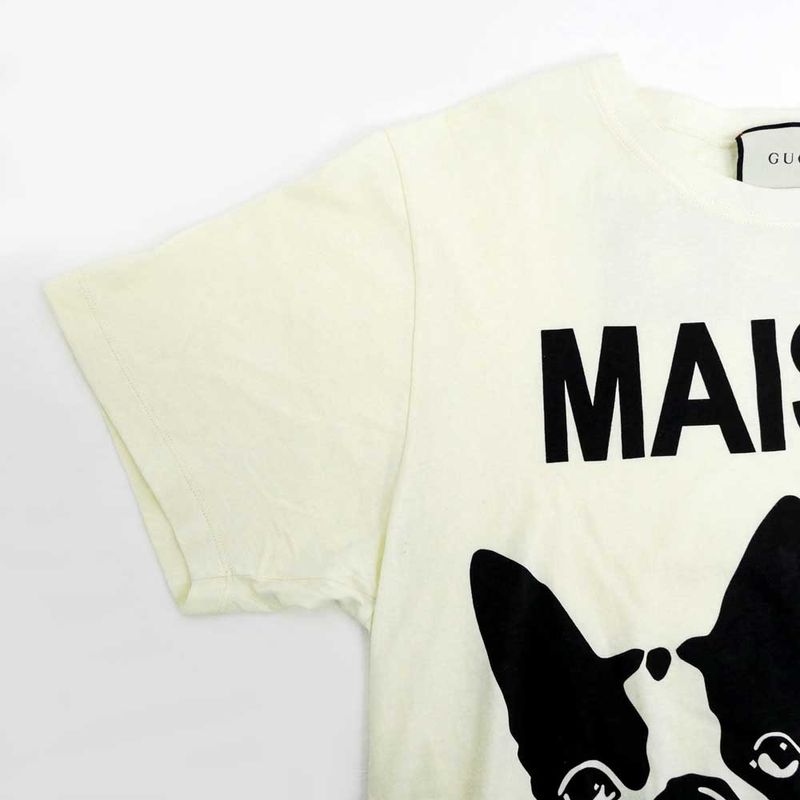 Gucci T-shirt Maison DE L'amor M Size White Sequin Logo Ladies' Clothing