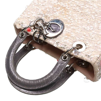 Christian Dior Lady Dior Sequined Tweed Handbag Women's