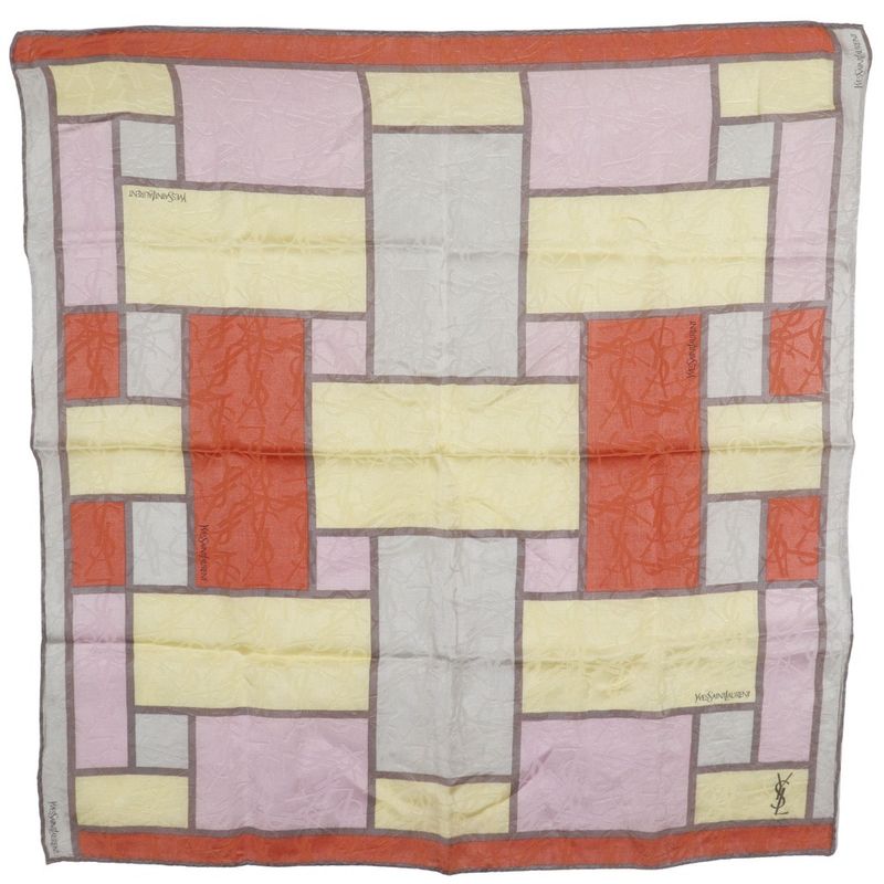 YVES Saint Laurent Yves Saint Laurent Logo Silk Multicolor Women's Scarf
