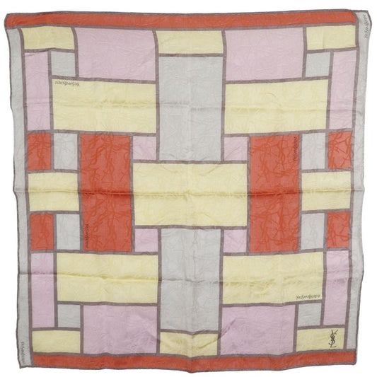YVES Saint Laurent Yves Saint Laurent Logo Silk Multicolor Women's Scarf