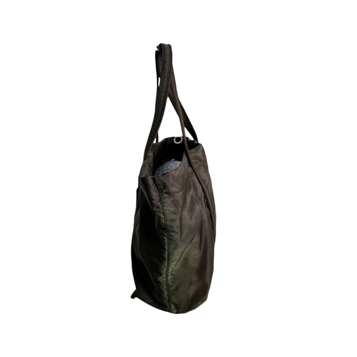 Prada Br0977 Logo Embroidered Handbag Tote Bag Khaki