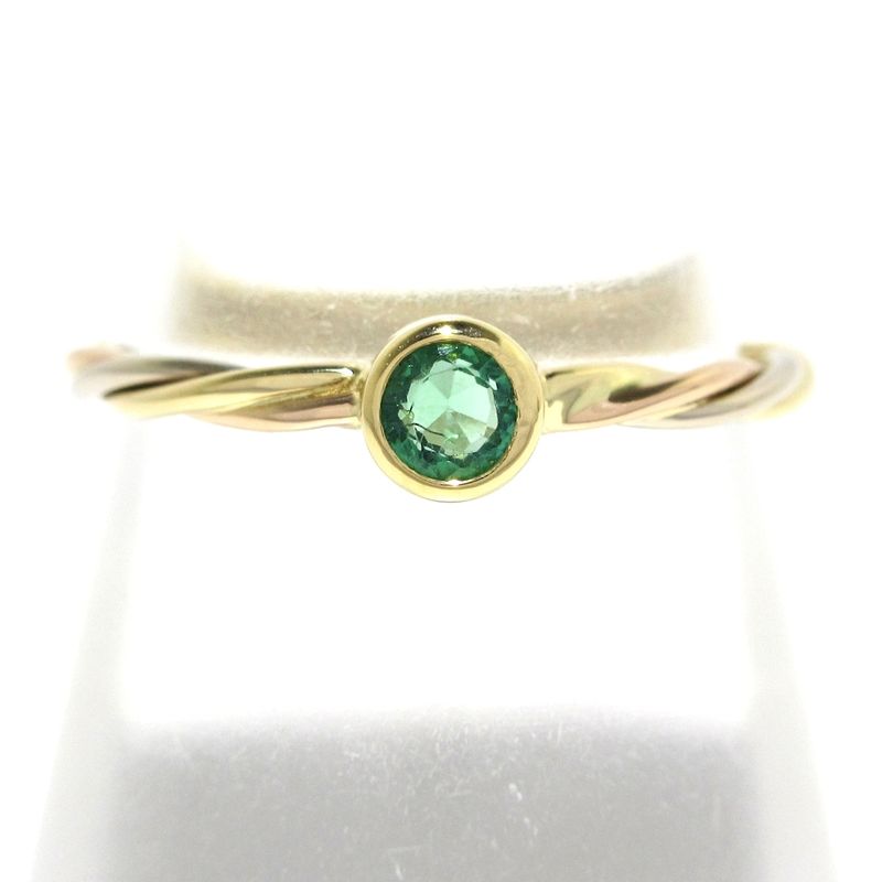 Cartier Ring 50 Trinity Twisted 18K Three-color And Emerald