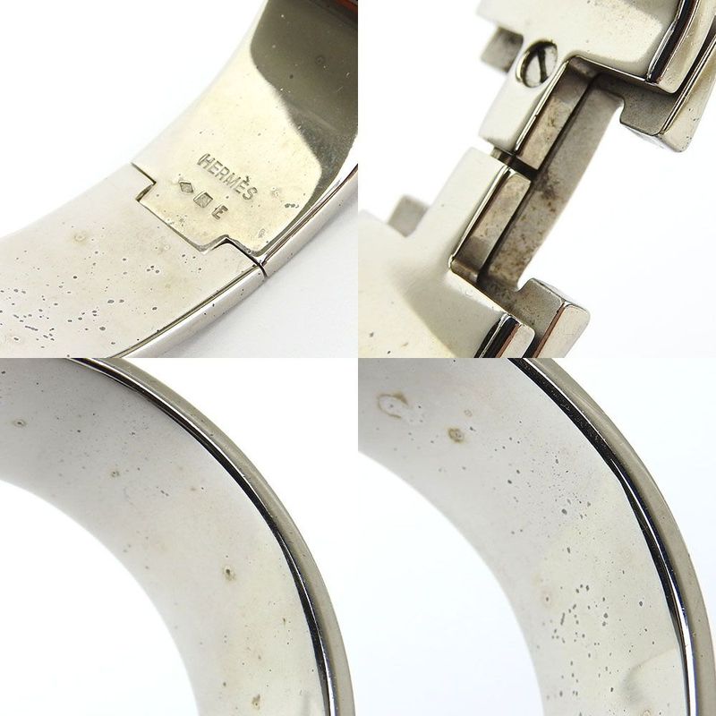 Hermes Bracelet Bangle Click Clack Click H Purple Silver Enameled Accessories