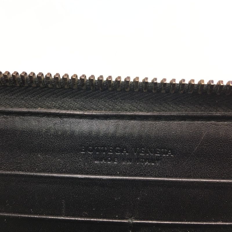 Bottega Veneta Men's Long Wallet Intrecciato Round Zipper 114076 Black