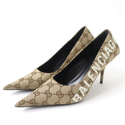 Gucci×Balenciaga 676603 GG Canvas Logo Pointed Toe Pumps 36 1/2 Made In Italy