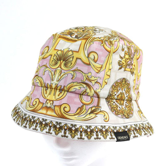 Fendace Fxq698 Silk Fendi Versace Reversible FF Logo Allover Hat With Logo