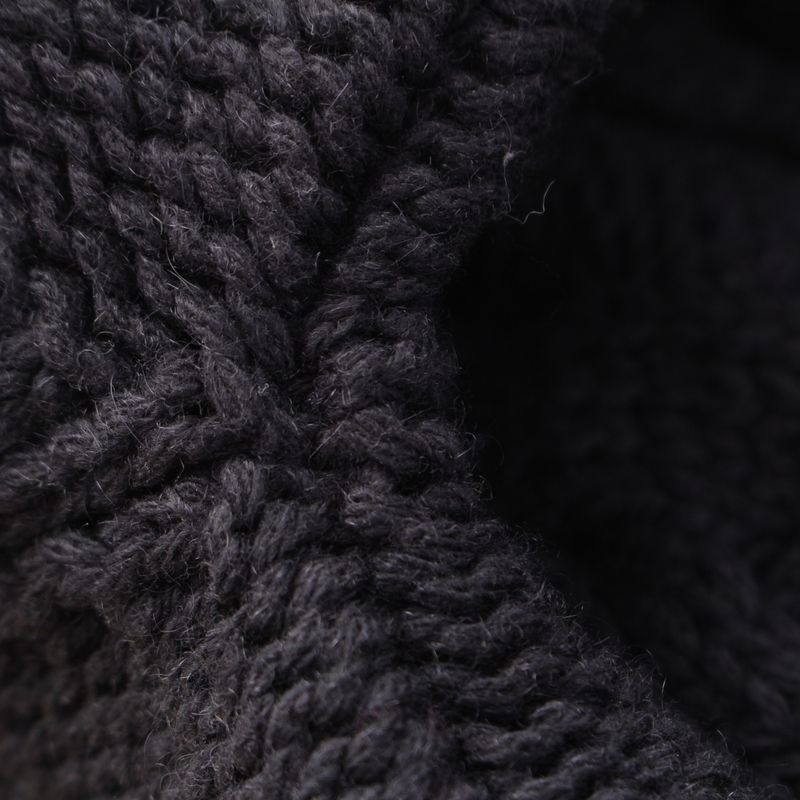 Hermes Wool Cashmere Mix Zip-up Sweater Cable Knit Black 42