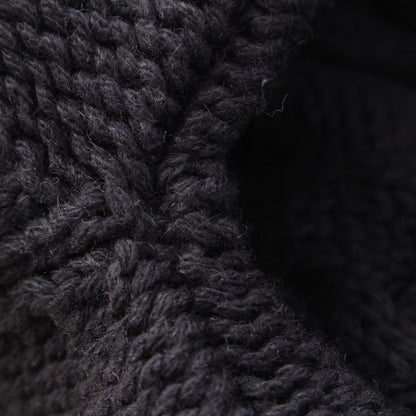 Hermes Wool Cashmere Mix Zip-up Sweater Cable Knit Black 42