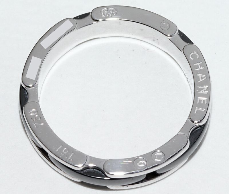 Chanel Ring 18K White Gold Black Ceramic J12 Ultra Collection Ring Small Model