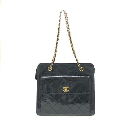 Chanel Shoulder Bag Coco Mark Enamel Black