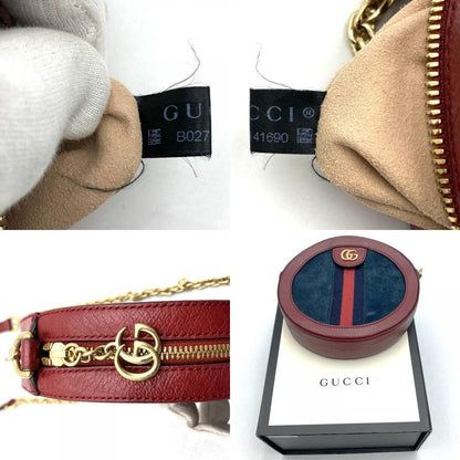 Gucci GG Marmont Sherry Line Mini Round Ophidia 550618 Shoulder Bag Suede/leathe