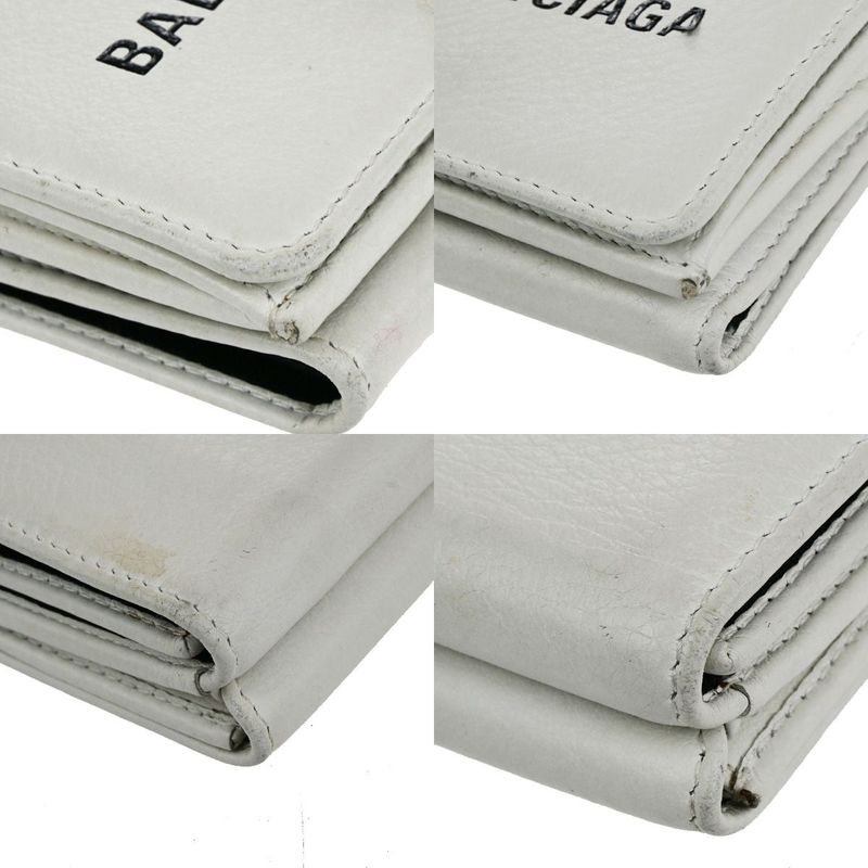 Balenciaga Trifold Wallet Compact Wallet Leather White 30ka510