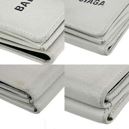 Balenciaga Trifold Wallet Compact Wallet Leather White 30ka510