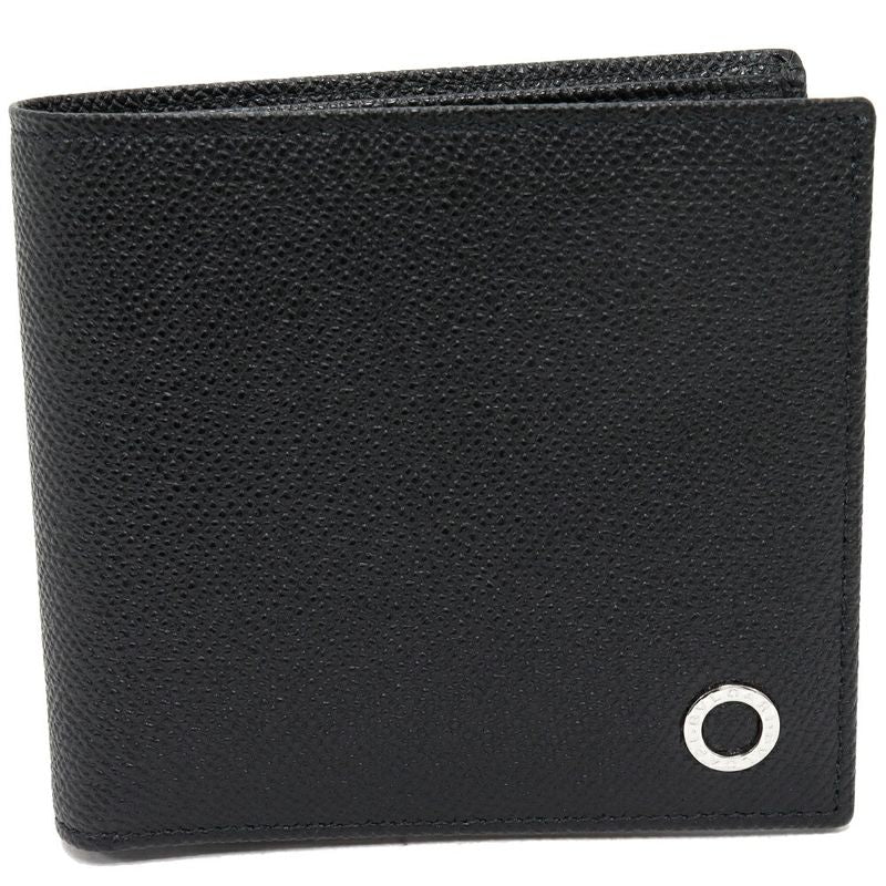 Bulgari Man Compact Wallet With Coin Purse Calf Leather Black And Blue 30396(294