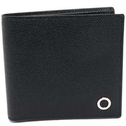 Bulgari Man Compact Wallet With Coin Purse Calf Leather Black And Blue 30396(294