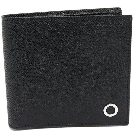 Bulgari Man Compact Wallet With Coin Purse Calf Leather Black And Blue 30396(294