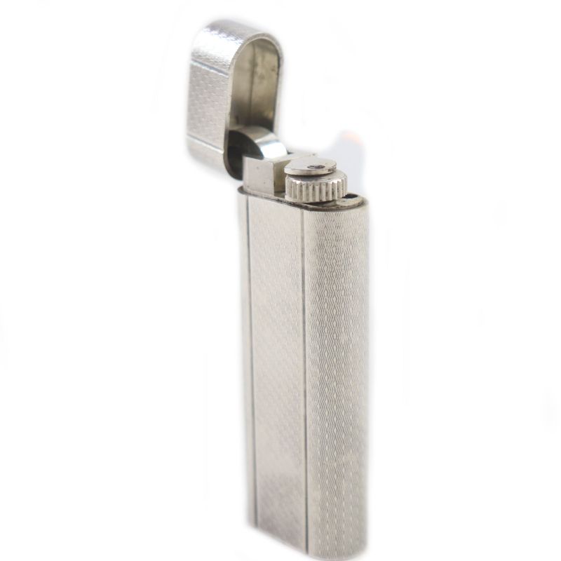 Cartier Oval All-over Roller Type Gas Lighter Silver Men's Ignition Confirmed