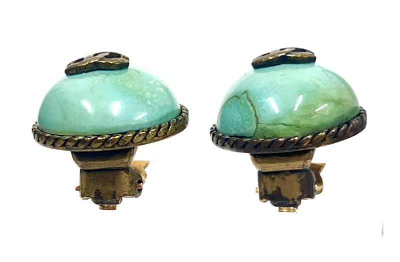 Chanel Earring CC Logo Emerald Green 34ka602