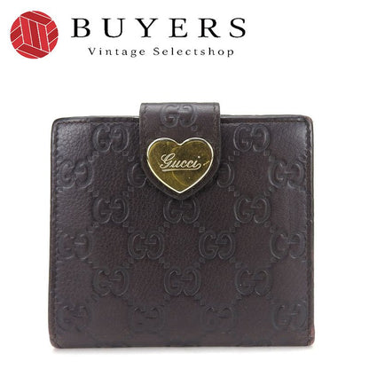 Gucci Bifold Wallet Guccissima 203549 Cima Leather Brown Gold Hardware Heart