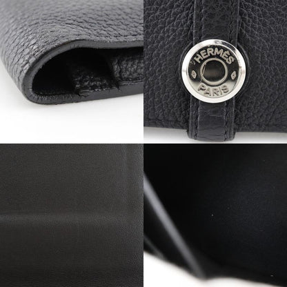 Hermes Dogon GM Togo Black □R Unisex Long Wallet